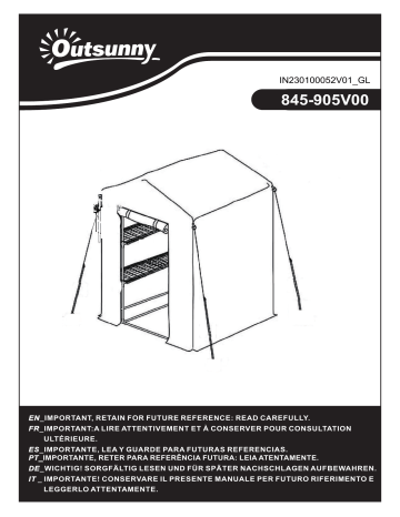 Outsunny 845-905V00CR Outdoor Walk-in Mini Greenhouse Mode d'emploi | Fixfr