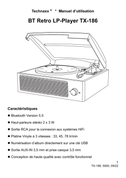 Technaxx TX-186 BT Retro LP-Player Manuel du propriétaire