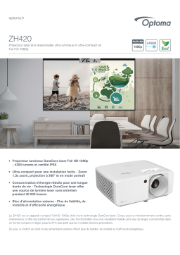 Optoma ZH420 Eco-friendly ultra-compact high brightness Full HD laser projector Manuel du propriétaire