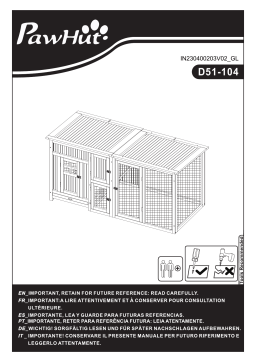PawHut D51-104 63" Chicken Coop Wooden Chicken House Rabbit Hutch Poultry Cage Hen Pen Backyard PC Roof Mode d'emploi