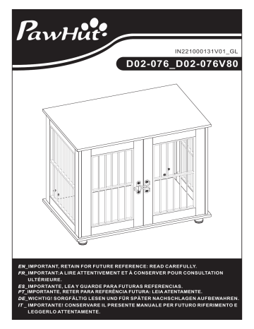 PawHut D02-076V80 34'' 2-in-1 Wooden Dog Kennel Mode d'emploi | Fixfr