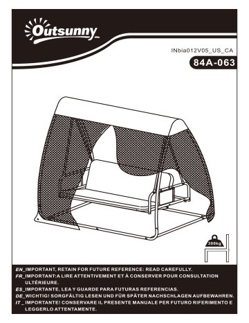 Outsunny 84A-063 3-Seat Patio Swing Chair Mode d'emploi | Fixfr