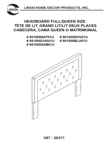 Linon Home Decor THD00496 Wyatt Dove Upholstered Full Queen Headboard Mode d'emploi | Fixfr