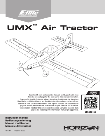 E-flite EFLU16450 UMX Air Tractor BNF Basic Manuel utilisateur | Fixfr