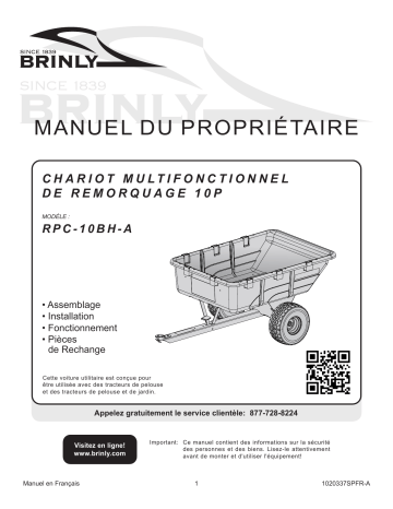 Brinly RPC-10BH-A 10 Cu. Ft. Towable Poly Cart Dump Trailer Manuel du propriétaire | Fixfr