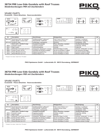 PIKO 38754 G-PRR Low-Side Gondola Manuel utilisateur | Fixfr