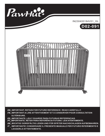 PawHut D02-091 Foldable Heavy Duty Dog Cage Mode d'emploi | Fixfr