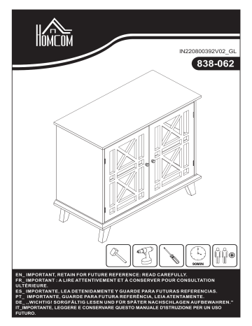 HOMCOM 838-062GY Sideboard Buffet Cabinet Mode d'emploi | Fixfr