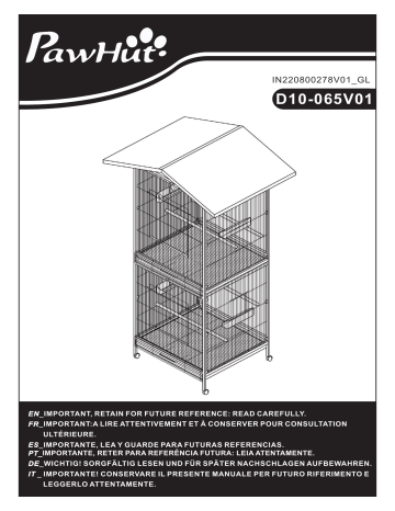 PawHut D10-065V01 Wrought Metal Bird Cage Feeder Mode d'emploi | Fixfr