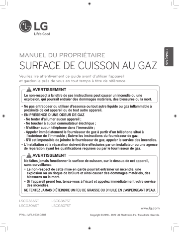 LG LSCG307ST Manuel du propriétaire | Fixfr