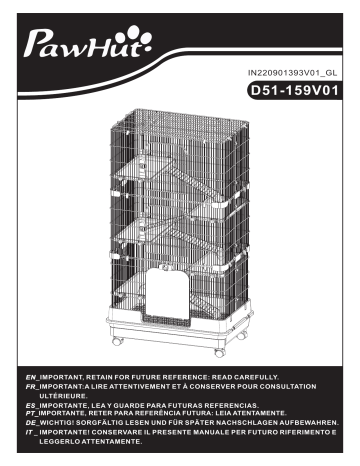 PawHut D51-159V01 6-tier Platform Rolling Small Animal Rabbit Cage Mode d'emploi | Fixfr