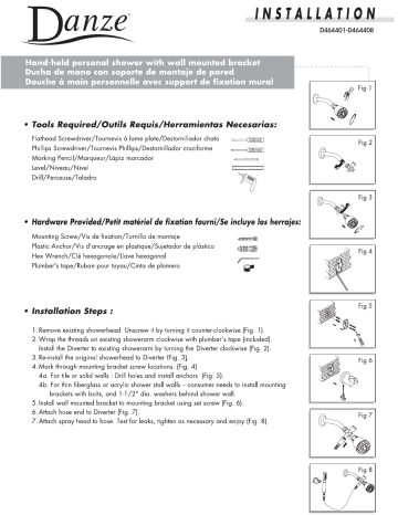 Danze D464401 Showerstick Personal Shower Kit Guide d'installation | Fixfr