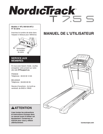 NordicTrack NTL19819A-INT T 7.5 S TREADMILL Manuel utilisateur | Fixfr