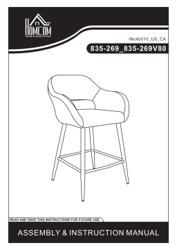 HOMCOM 835-269V80BN Counter Height Barstool Linen Fabric Upholstered Kitchen Breaskfast Chair Mode d'emploi