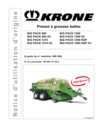 Krone BA BiG PACK 890, 1270, 1290 XC High Spee Mode d'emploi | Fixfr