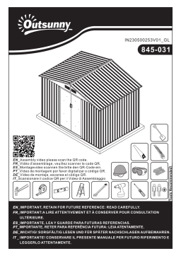 Outsunny 845-031V01 11' x 13' Metal Storage Shed Garden Tool House Mode d'emploi