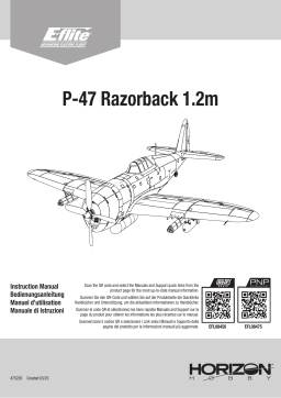 E-flite EFL08475 P-47 Razorback 1.2m PNP Manuel utilisateur
