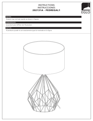 Eglo 202131A Pedregal 1 25 in. Gold Table Lamp Mode d'emploi | Fixfr