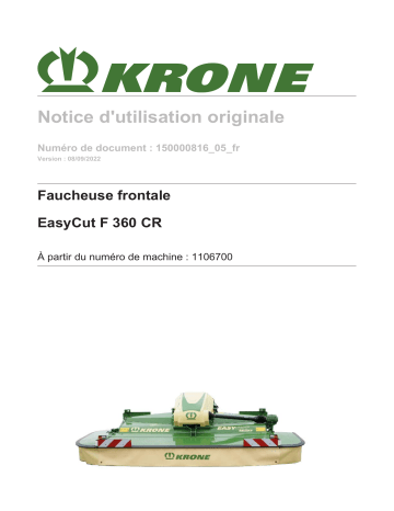 Krone BA EasyCut F 360 CR Mode d'emploi | Fixfr