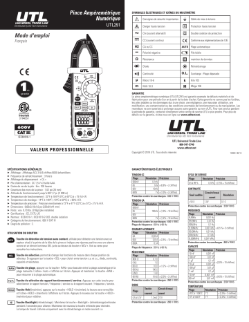 UEi Test Instruments UTL291 Manuel utilisateur | Fixfr