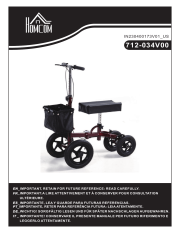 HOMCOM 712-034V00BU Knee Scooter Mode d'emploi | Fixfr