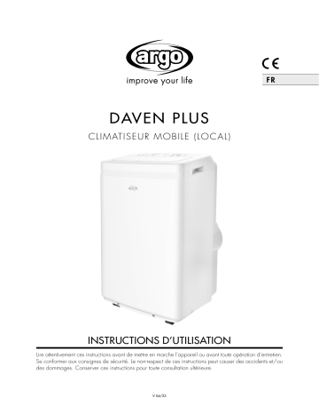 Argo DAVEN PLUS 13000 BTU/H PORTABLE AIR CONDITIONER Manuel utilisateur | Fixfr
