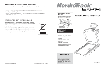 NordicTrack NTL18423-INT EXP14i TREADMILL Manuel utilisateur | Fixfr