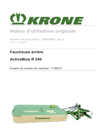 Krone BA ActiveMow R 240 Mode d'emploi | Fixfr