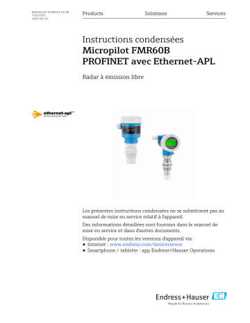 Endres+Hauser KA Micropilot FMR60B PROFINET Manuel utilisateur | Fixfr
