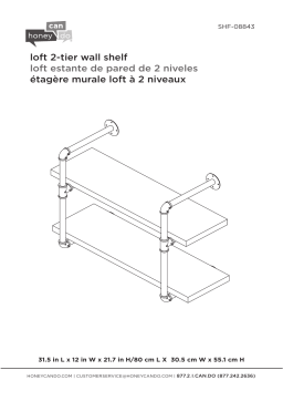 Honey-Can-Do SHF-08843 12 in. x 21.5 in. x 31.5 in. Black Steel and Wood 2-Tier Industrial Wall Shelf Mode d'emploi