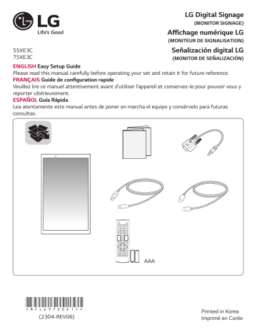 55XE3C-B | LG 75XE3C-B Guide d'installation | Fixfr