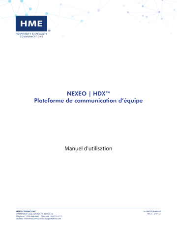 HME NEXEO|HDX Crew Communication Platform Manuel utilisateur | Fixfr