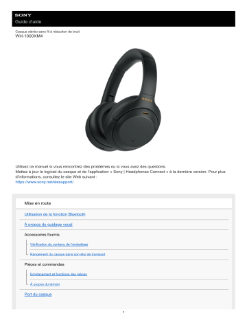 Sony WH1000XM4| Casque Bluetooth à réduction de bruit sans fil Manuel utilisateur | Fixfr