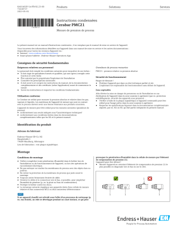 Endres+Hauser KA Cerabar PMC21 Manuel utilisateur | Fixfr