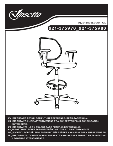 Vinsetto 921-375V80 Ergonomic Tall Drafting Desk Chair Mode d'emploi | Fixfr