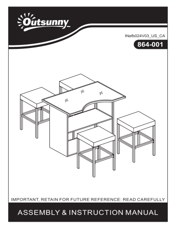 Outsunny 864-001 5 Pcs Rattan Wicker Bar Set Mode d'emploi | Fixfr