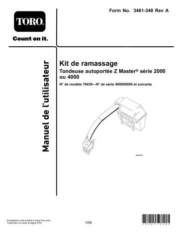 Toro Bagger Kit, Z Master 2000 or 4000 Series Riding Mower Attachment Manuel utilisateur | Fixfr