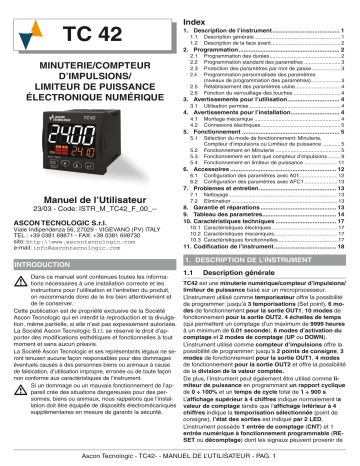 Ascon tecnologic TC42 Timer, counter and digital power limiter Manuel du propriétaire | Fixfr