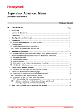 SBC Saia PCD® Supervisor - Advanced Menu Manuel du propriétaire