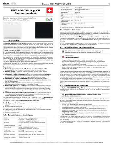 elsner elektronik KNX AQS/TH-UP gl CH Manuel utilisateur | Fixfr