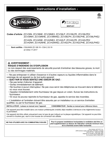 Kingsman Fireplaces ZCV39/42 Manuel utilisateur | Fixfr