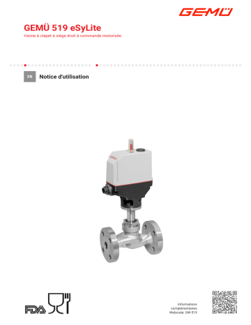 Gemu 519 eSyLite Motorized globe valve Mode d'emploi | Fixfr
