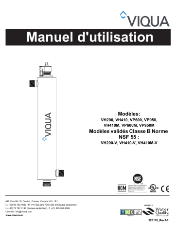 VH410M-V | VH200 | VP950 | VH150 | VH410-V | VP950M | VH410M | VH200-V | VH410 | Viqua VP600M Professional UV System Manuel utilisateur | Fixfr