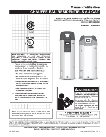 GSW Chauffe-eau Envirosense à évacuation directe et forcée Manuel utilisateur | Fixfr