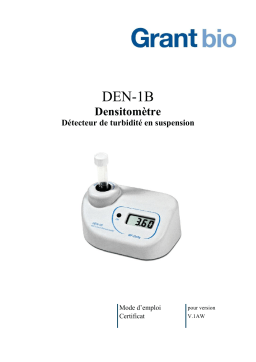 Grant Instruments DEN-1 and DEN-1B densitometers Manuel utilisateur