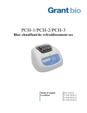 Grant Instruments PCH Series Personal Benchtop Cooler / Heater Manuel utilisateur | Fixfr