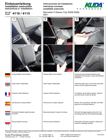 4115 | KUDA 4110 for Mercedes C-Class since 06/2021 W206 S206 Guide d'installation | Fixfr