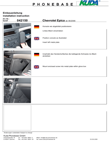 KUDA 042155 for Chevrolet Epica since 07/06 Guide d'installation | Fixfr