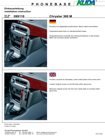 KUDA 099115 for Chrysler300 M since07/98(inst.at bottom) Guide d'installation | Fixfr