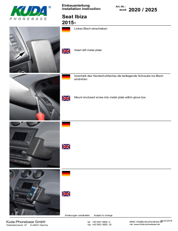 2020 | KUDA 2025 for Seat Ibiza since 2015 Guide d'installation | Fixfr